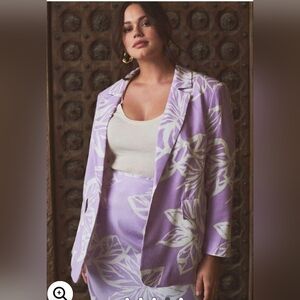 Eloquii Blazer print Linen Blend One Button Womens Sz 16 New